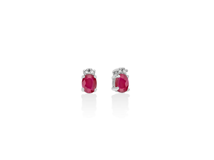 Orecchini Donna Miluna Oro Bianco 9 KT Diamanti e Rubino ERD2795X