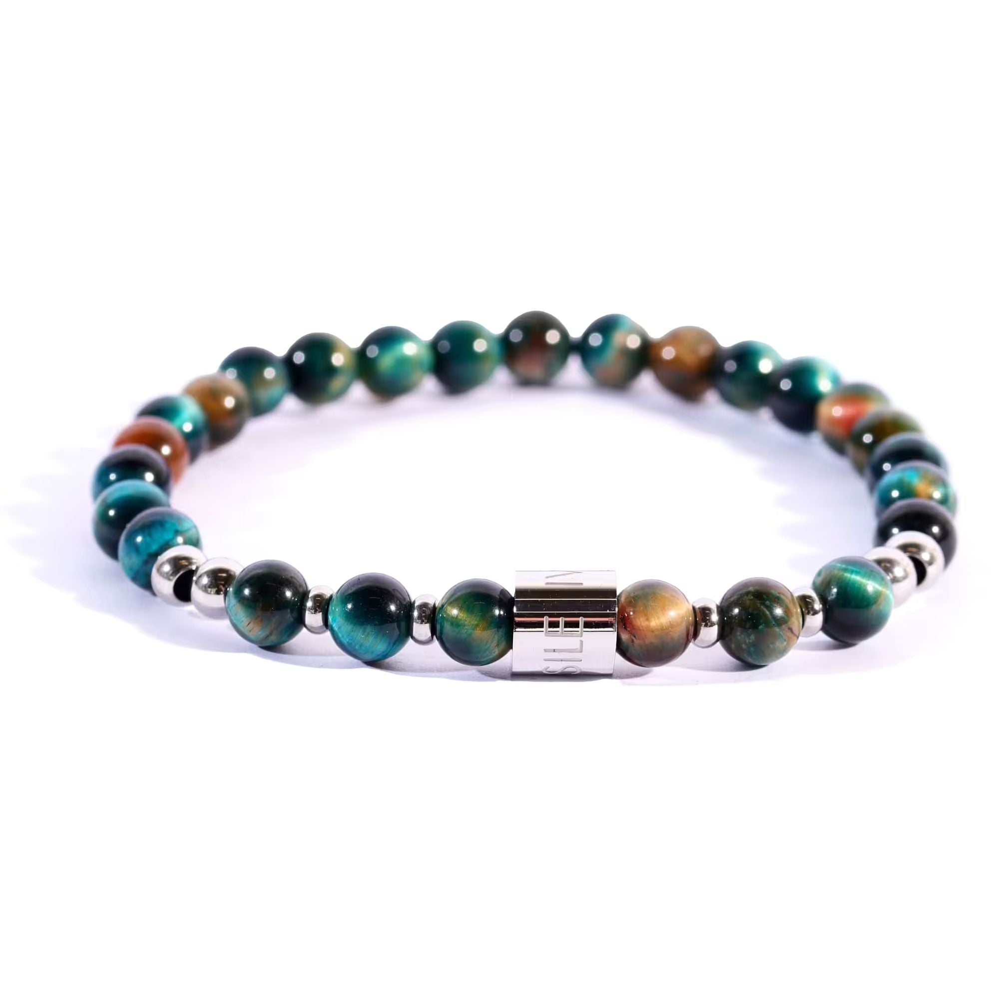 Bracciale Uomo Ivan Basile Elastico Pietra Occhio di tigre verde BE604NB-M