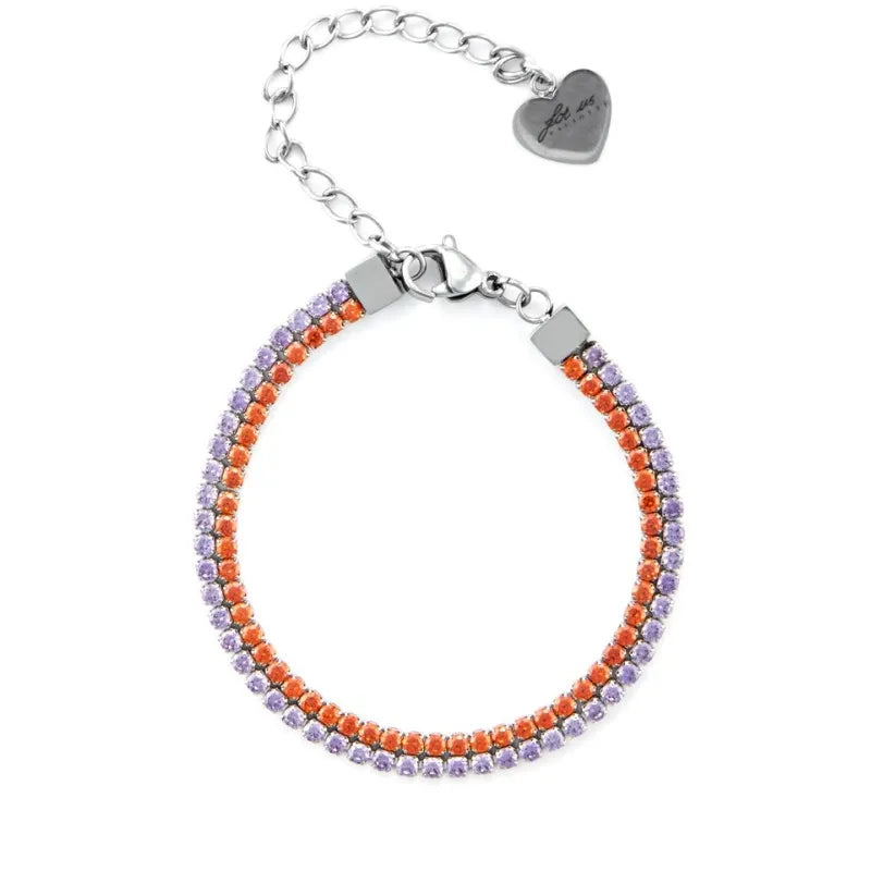 Bracciale Tennis Donna 4US Cesare Paciotti Acciaio Zirconi glicine e arancio 4UBR6334W