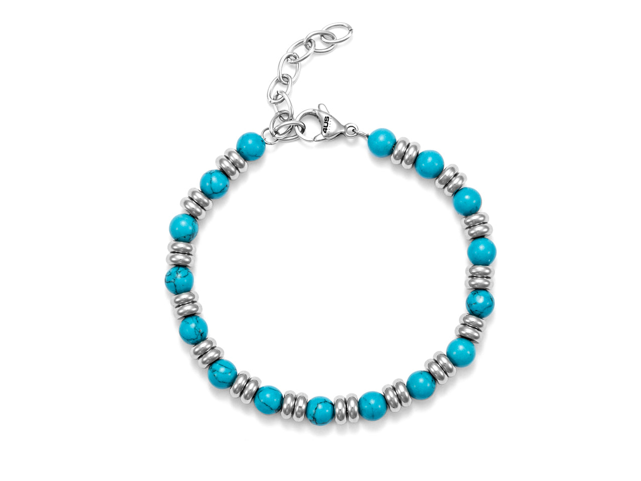 Bracciale Uomo 4US Cesare Paciotti Acciaio Biglie Turchese Cilindri 4UBR5630