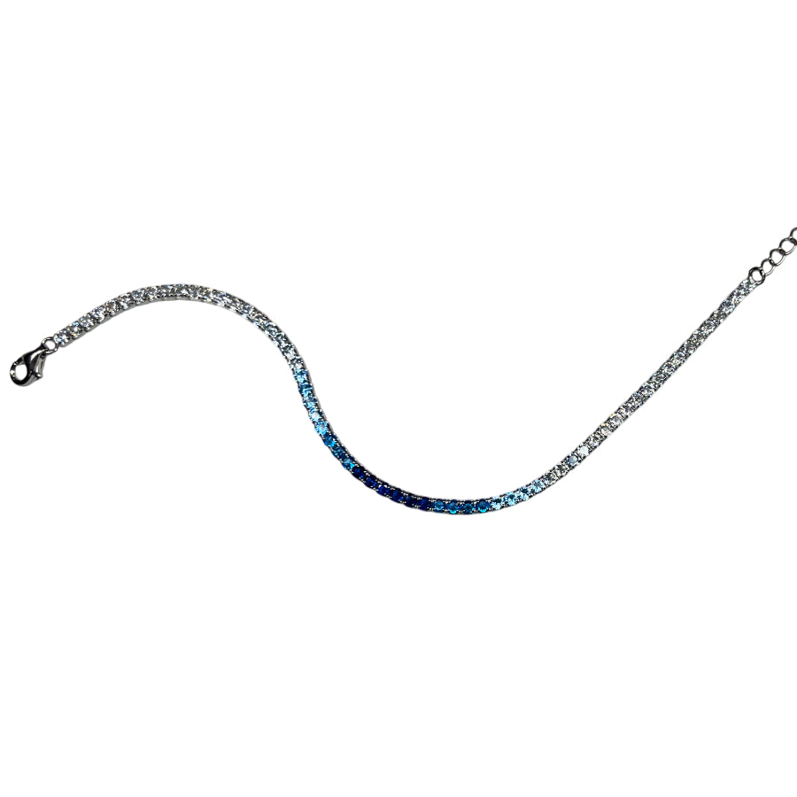 Bracciale Unisex Re Mida Tennis Argento 925 Zirconi Blu Sfumati Tennis-52