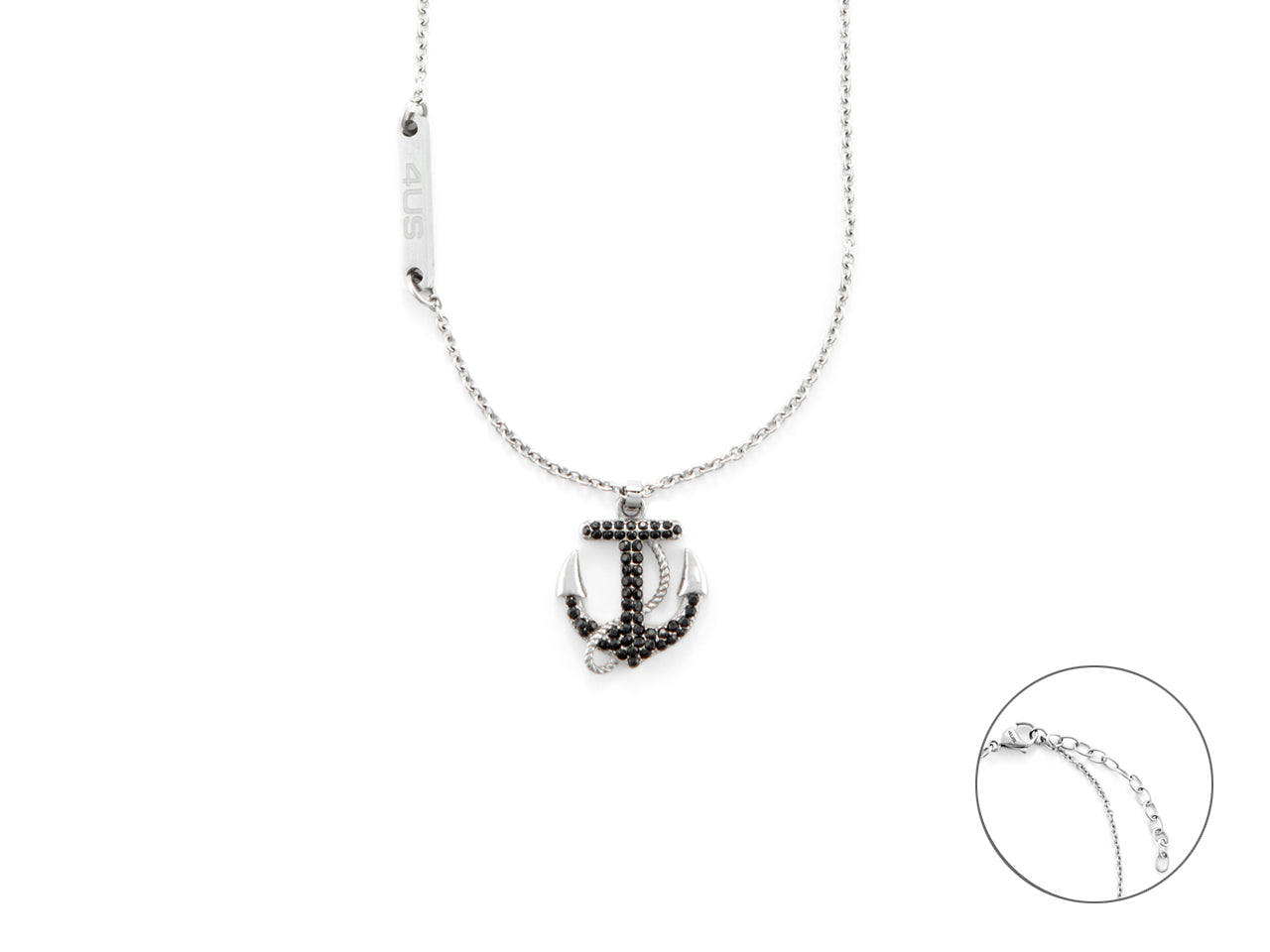 Collana Uomo 4us cesare paciotti ancora zirconi  neri 4UCL6365