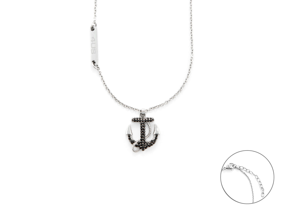 Collana Uomo 4us cesare paciotti ancora zirconi  neri 4UCL6365