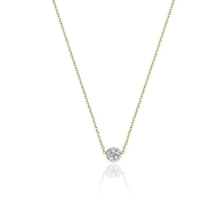 Collana Donna Chimento Oro Giallo 18 KT Disco Lucido Diamanti Bianchi 1G10266B11450