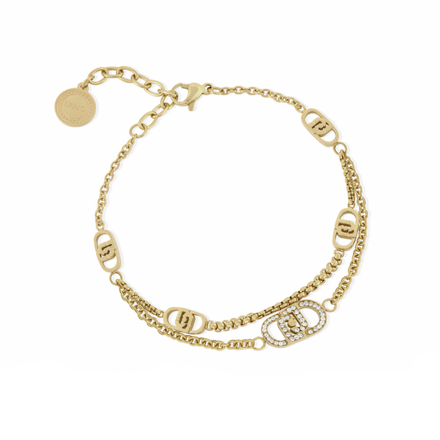 Bracciale Donna Liu Jo Acciaio Dorato Logo Catena Zirconi LJ2908