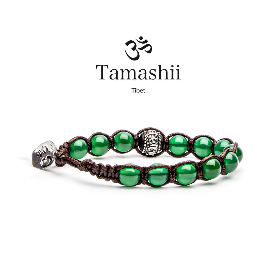Bracciale Uomo Tamashii Ruota Della Preghiera Pietra Agata Verde BHS1100-12