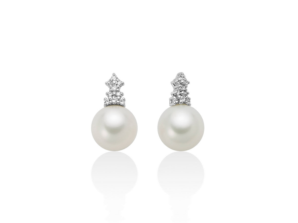 Orecchini Donna Miluna Perla Diamanti 7.5-8 mm Oro 750 PER2815