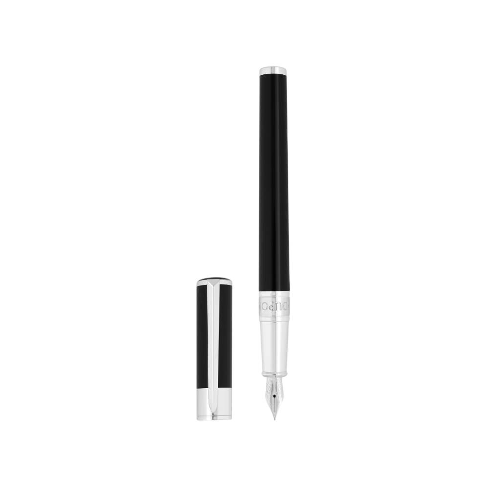 Penna Uomo Dupont Initial Piuma Lucida Acciaio Lacca Nero 270200