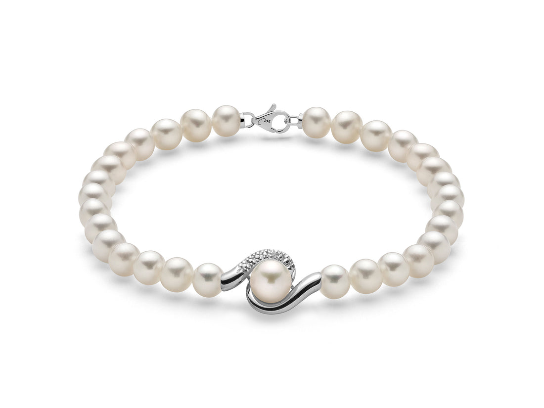 Bracciale Donna Miluna Perle Con Inserto In Oro Bianco e diamanti PBR3037V