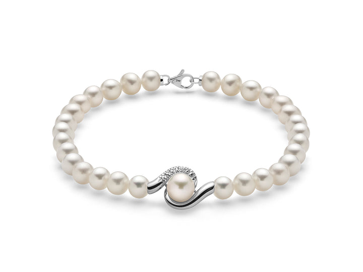 Bracciale Donna Miluna Perle Con Inserto In Oro Bianco e diamanti PBR3037V