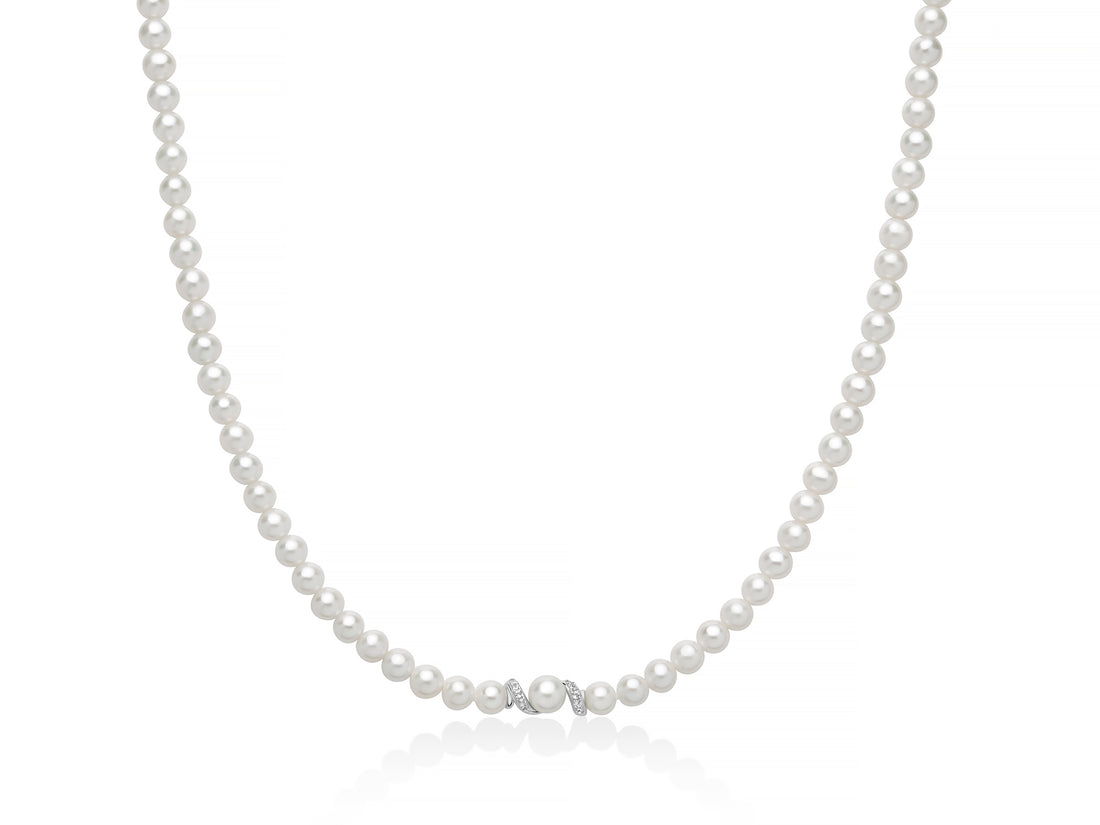 Collana Donna Miluna Perle Argento 925 Topazi Bianchi PCL6892