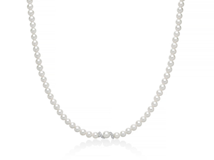 Collana Donna Miluna Perle Argento 925 Topazi Bianchi PCL6892