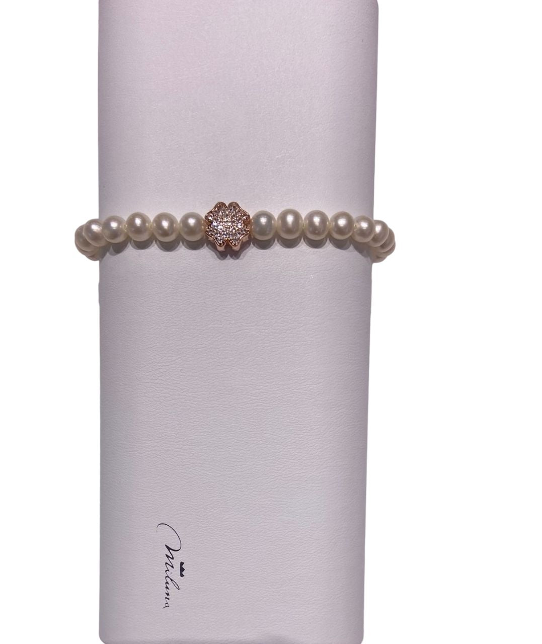 Bracciale Donna Miluna Argento 925 Miss Italia Perle Bianche Quadrifoglio PBR3501R-TPZ