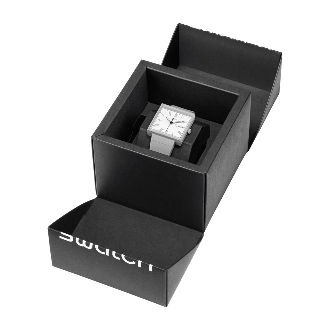 Orologio Unisex Swatch What IF Cassa Quadrata Grigio Quarzo Doppia Data SO34M700