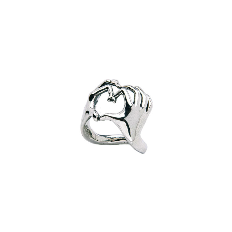 Anello Donna Nemoris Argento 925 Misura 18 Mani Intrecciate Emojy Cuore EAM01
