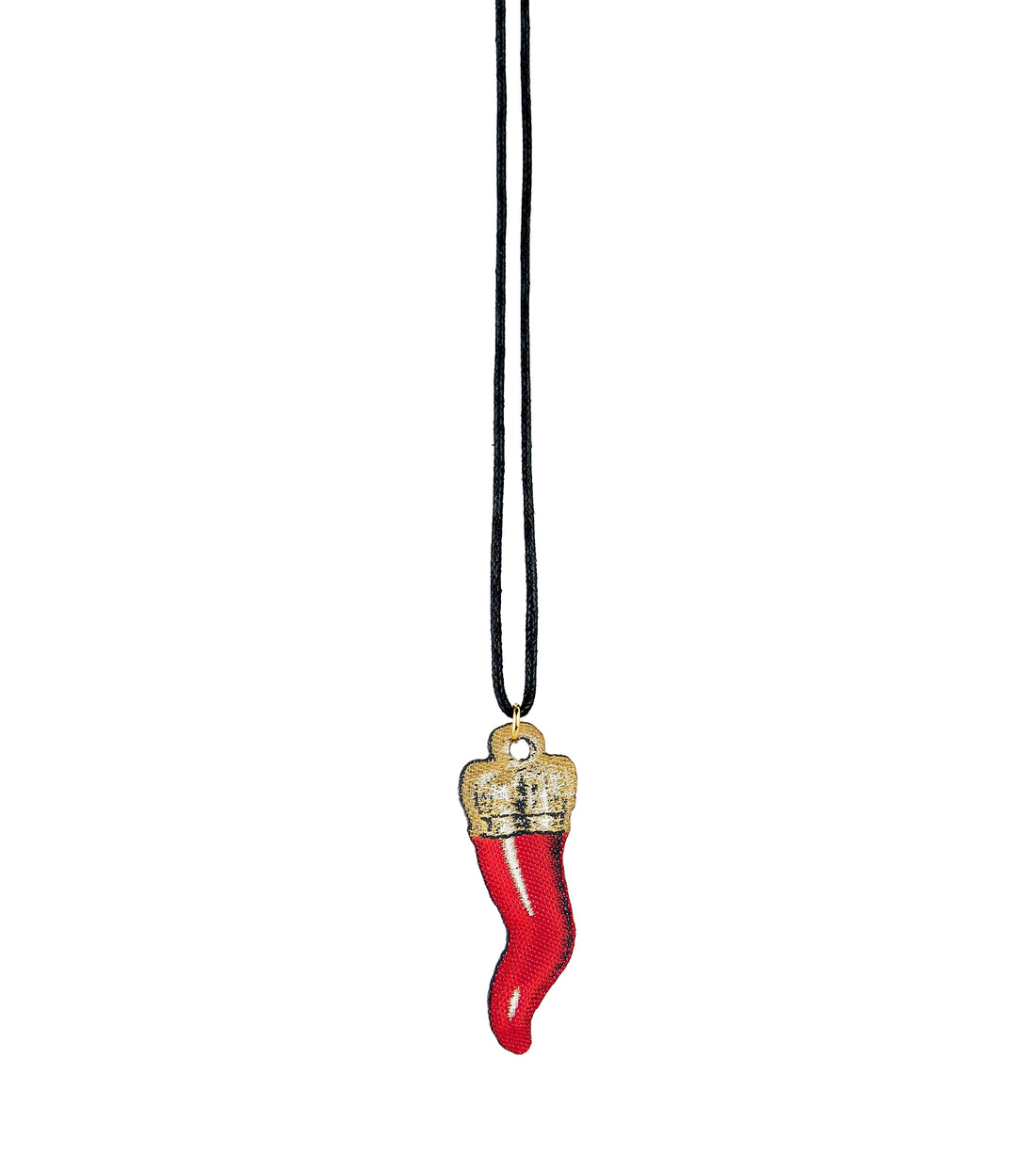 Collana Donna Lebole Filo Nero Elemento Ricamato Good Luck Corno CL