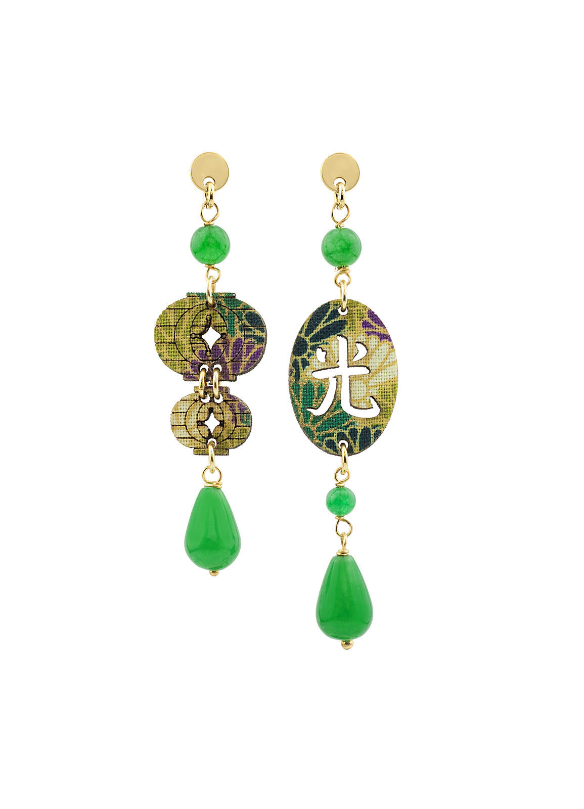 Orecchini Donna Lebole Tessuto Verde Legno Lanterna Luce LA/MI VERDE