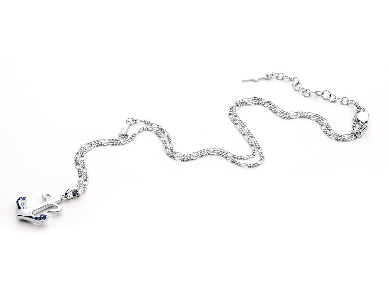 Collana Uomo Cesare Paciotti Argento 925 Ancora Pendente Zirconi Blu JPCL2306B