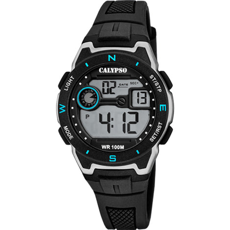 Orologio Bambino Calypso Quarzo Digitale Cronografo Cinturino Gomma 10 ATM K5853/4