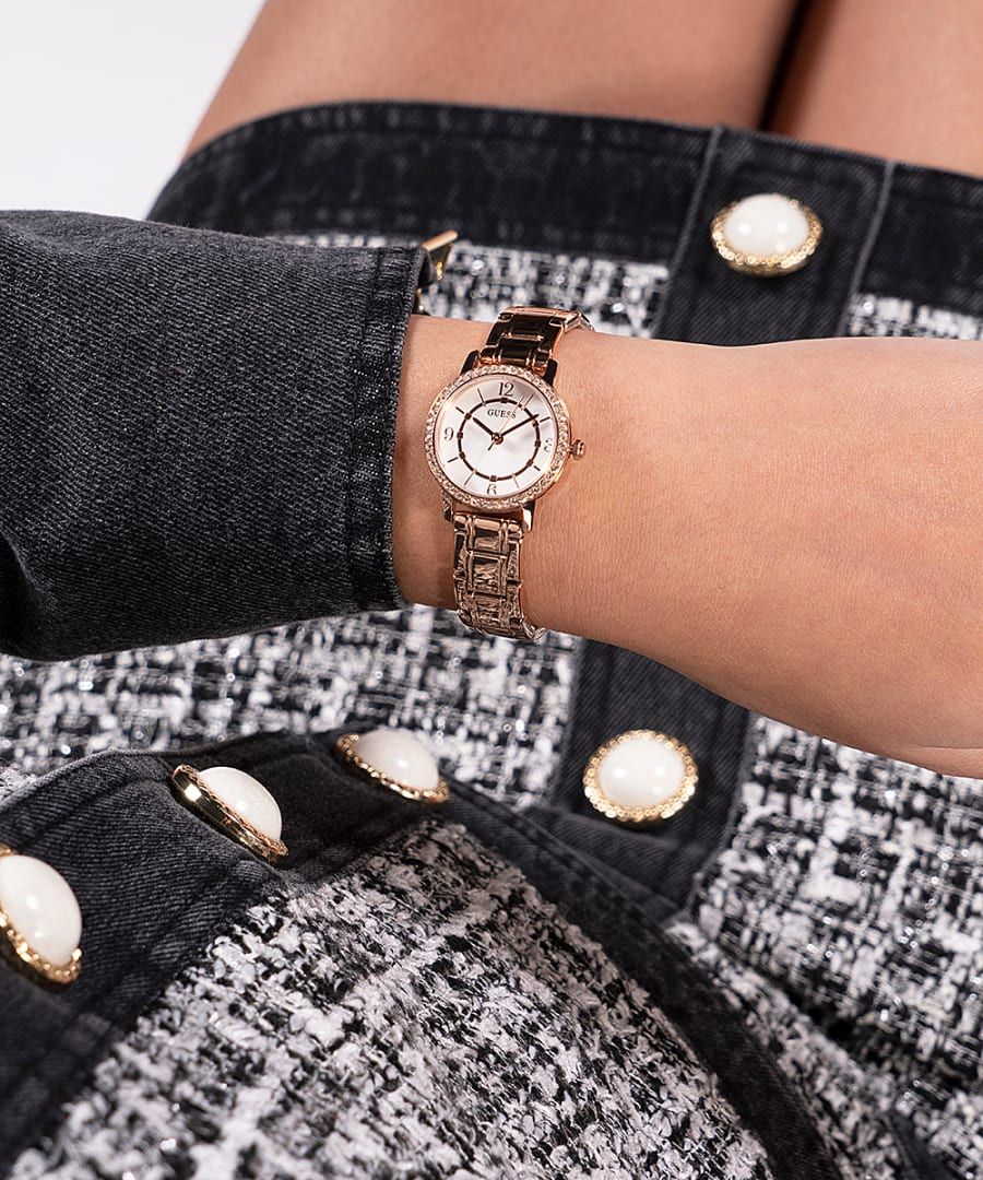 Orologio Donna Guess Quarzo Solo Tempo Zirconi Acciaio Rosè GW0468L3