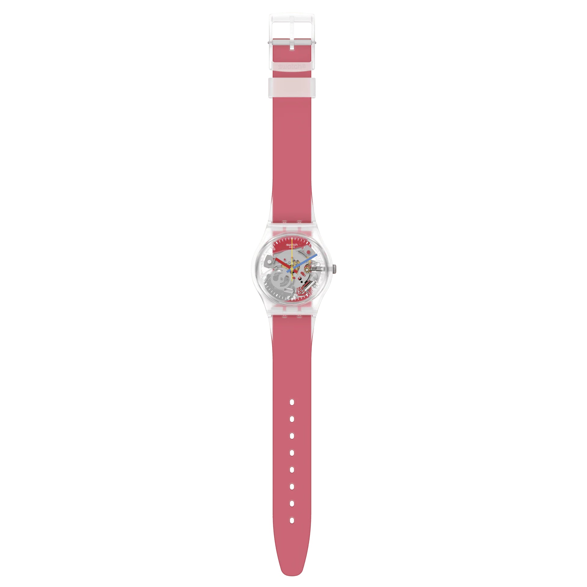 Orologio Uomo Bambino Swatch Quarzoo Monthly Drops Scheletrato Rosso GE292