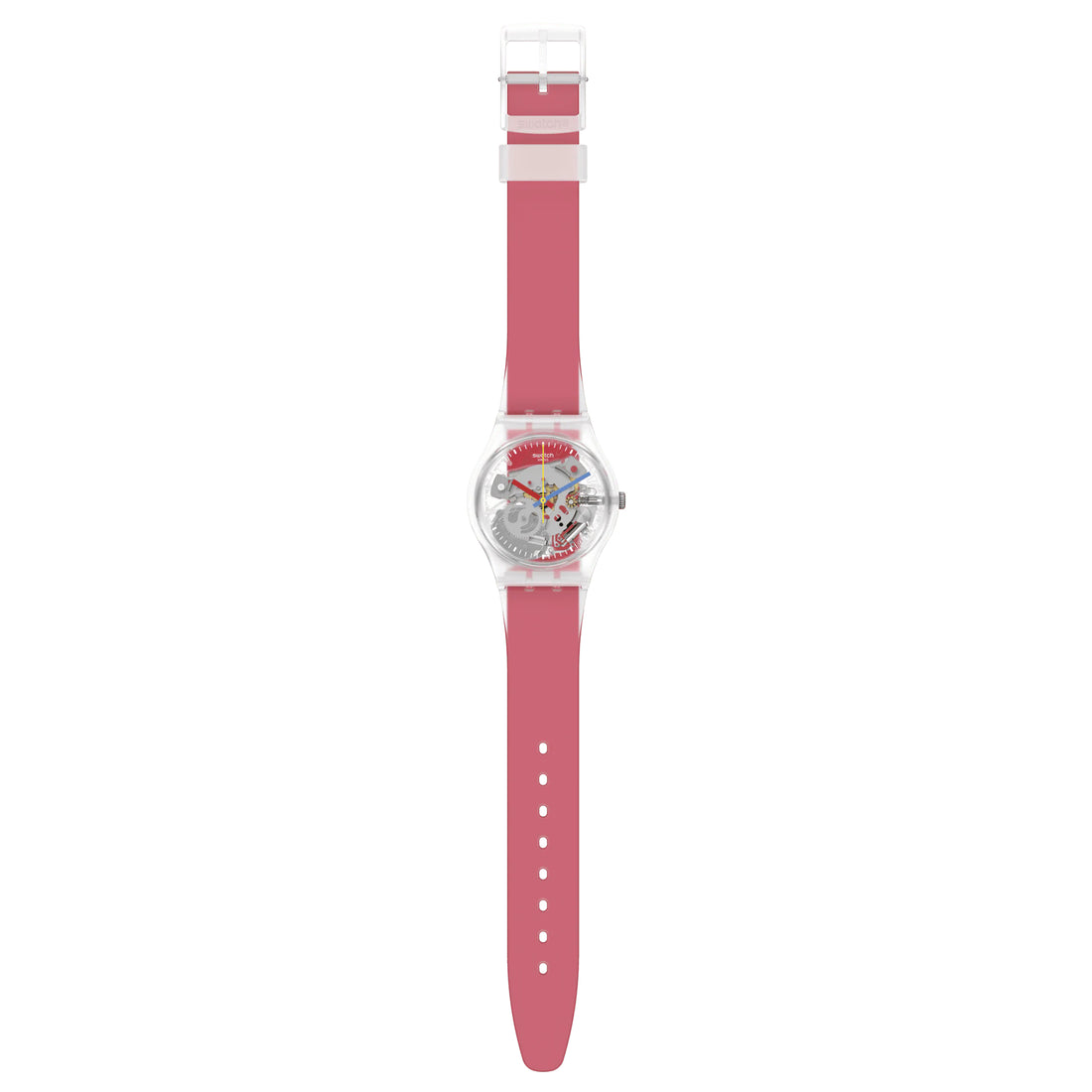 Orologio Uomo Bambino Swatch Quarzoo Monthly Drops Scheletrato Rosso GE292