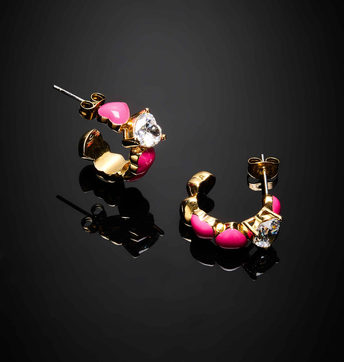 Orecchini Donna Chiara Ferragni Acciaio Dorato Cuoricino Smalto Rosa Zircone J19AWD05