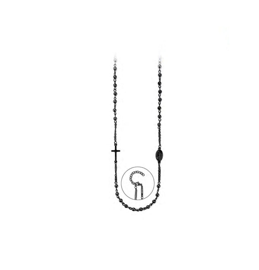 Collana Uomo Acciaio 4US Cesare Paciotti Rosario Biglie nere 4UCL7967