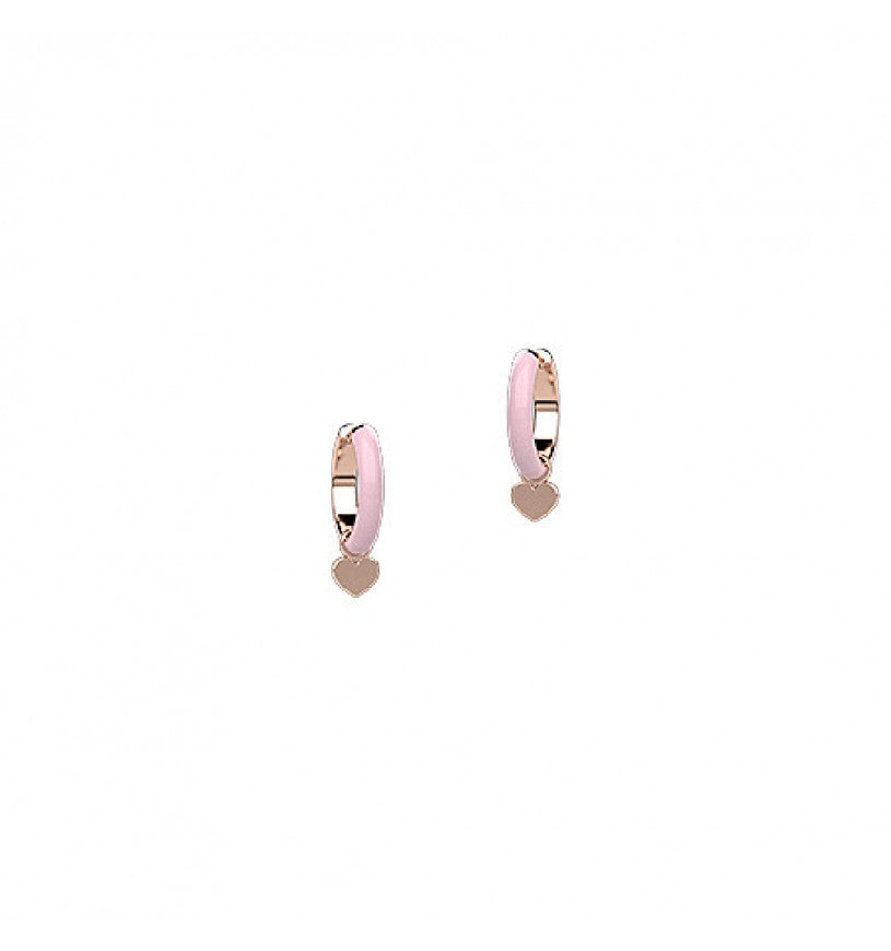 Orecchino Bambino Nanan Cerchio Arg 925 smaltato rosa con cuore NAN0329