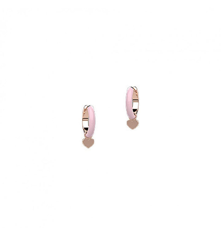Orecchino Bambino Nanan Cerchio Arg 925 smaltato rosa con cuore NAN0329