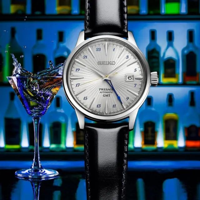 Orologio Uomo Seiko Presage Cocktail  Pelle Nero GMT SSK049J1