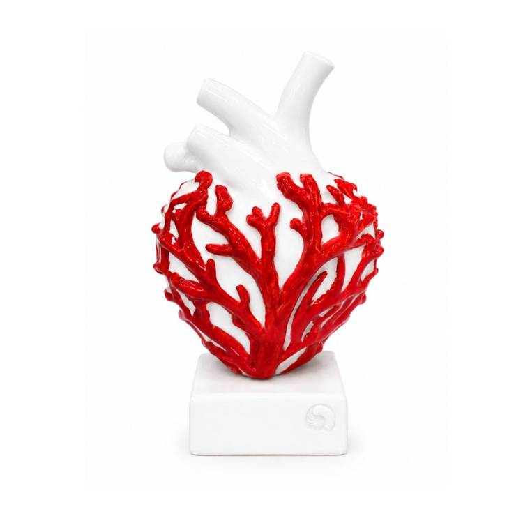 Scultura Macrì Cuore Corallo 20 cm TE131