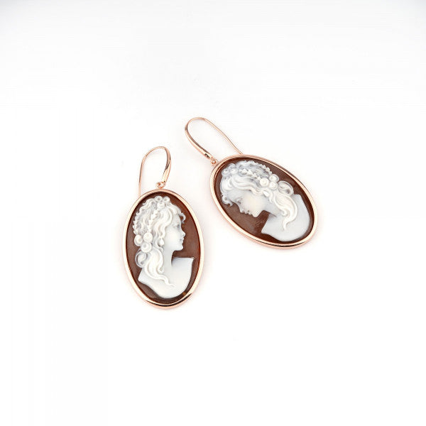 Orecchini Donna Cameo Italiano Argento Rosè 925 Dama O201H-R