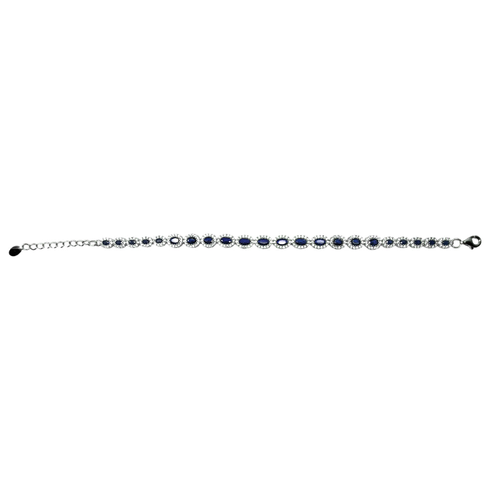 Bracciale Unisex Re Mida Tennis Argento Zirconi Bianchi Blu Ovali Tennis-14