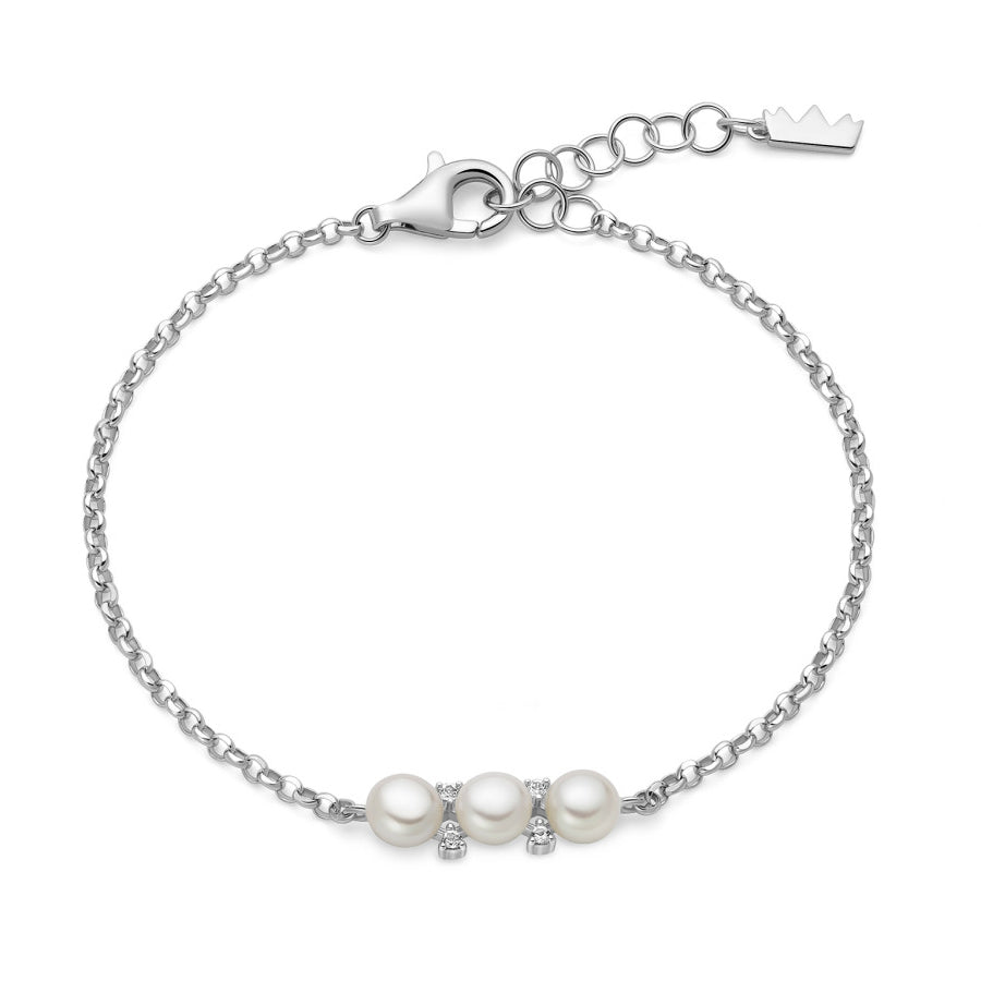 Bracciale Donna Miluna Perle Argento 925 Pietra Topazio Bianco PBR3686