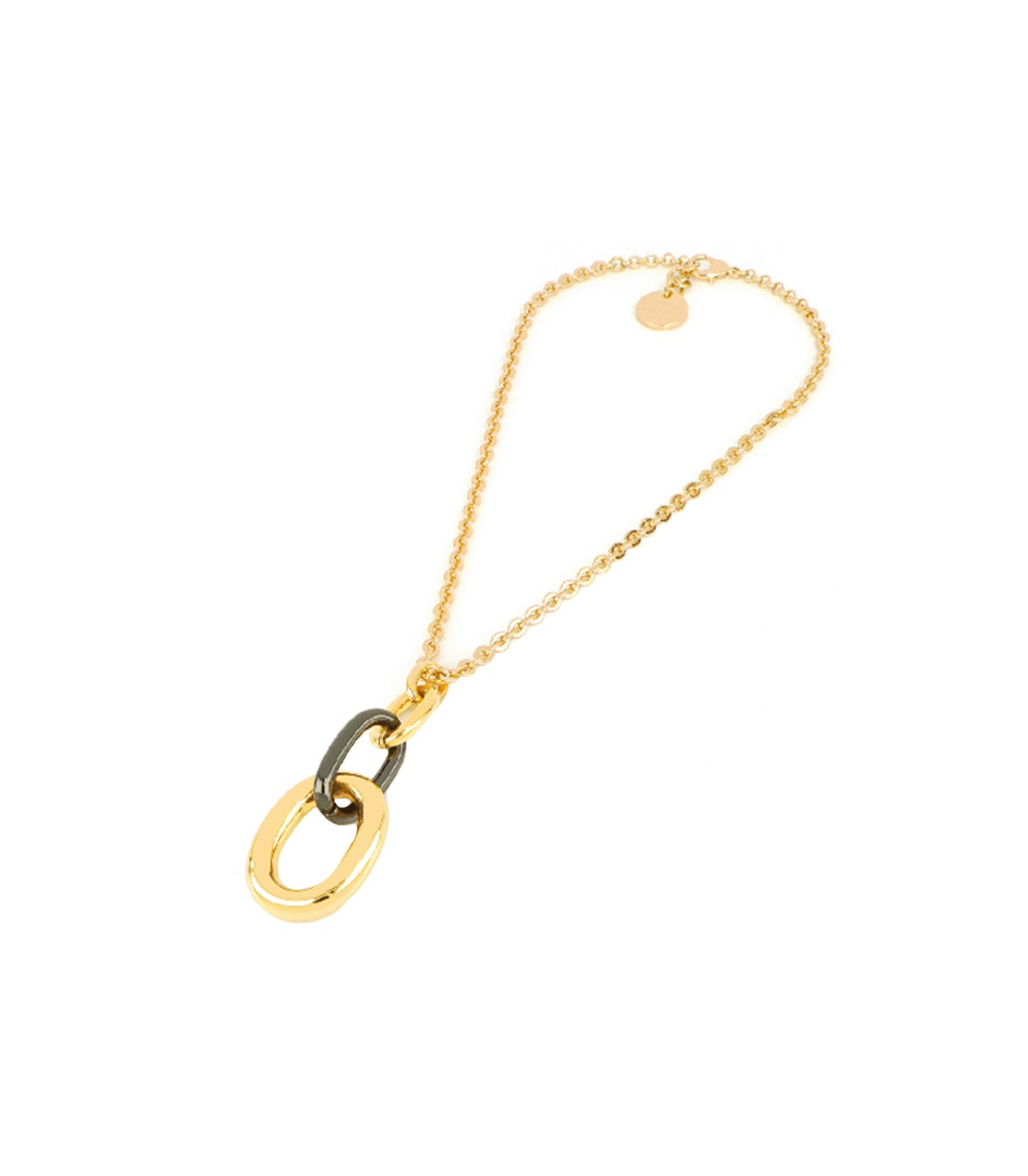 Collana Donna Unoaerre Bronzo Dorato Catena Forzatina Pendente Ovale 504620