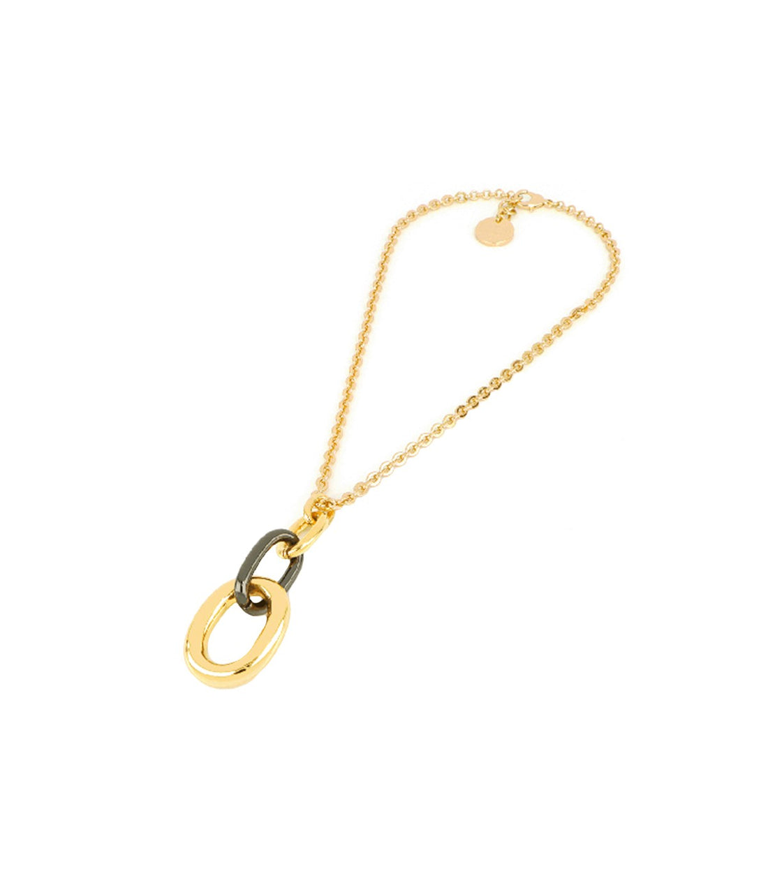 Collana Donna Unoaerre Bronzo Dorato Catena Forzatina Pendente Ovale 504620
