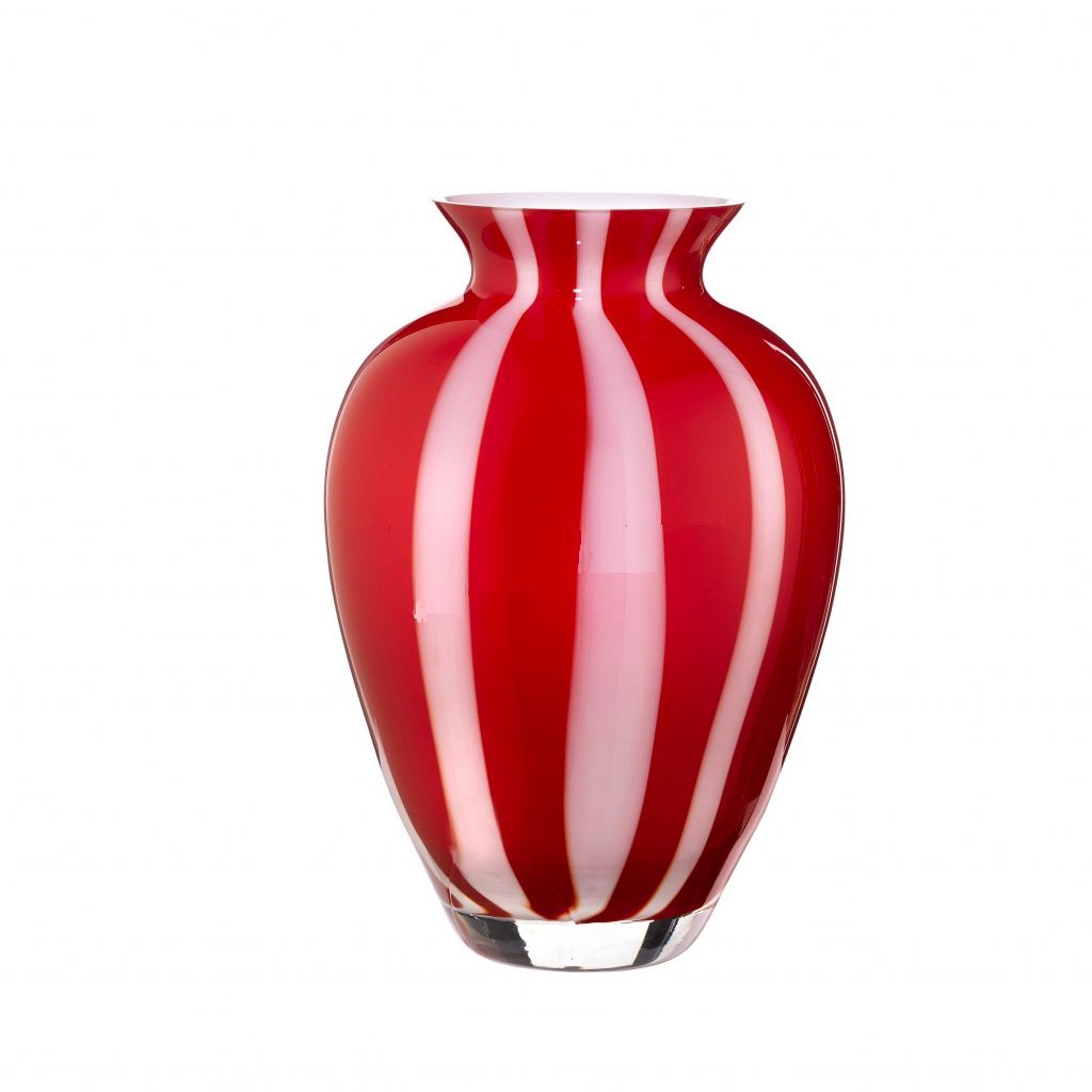 Vaso Cristallo OnlyLux Aurora STRIPES 29 cm bianco Rosso OL02333