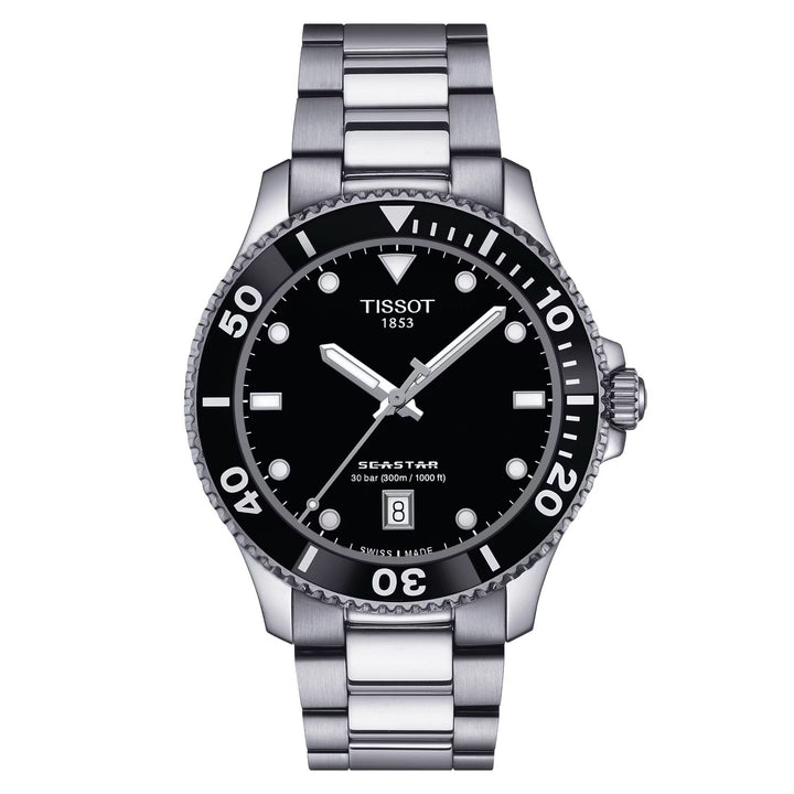 Orologio Uomo Tissot Quarzo Solo Tempo Acciaio Seastar Nero 300 m T1204101105100