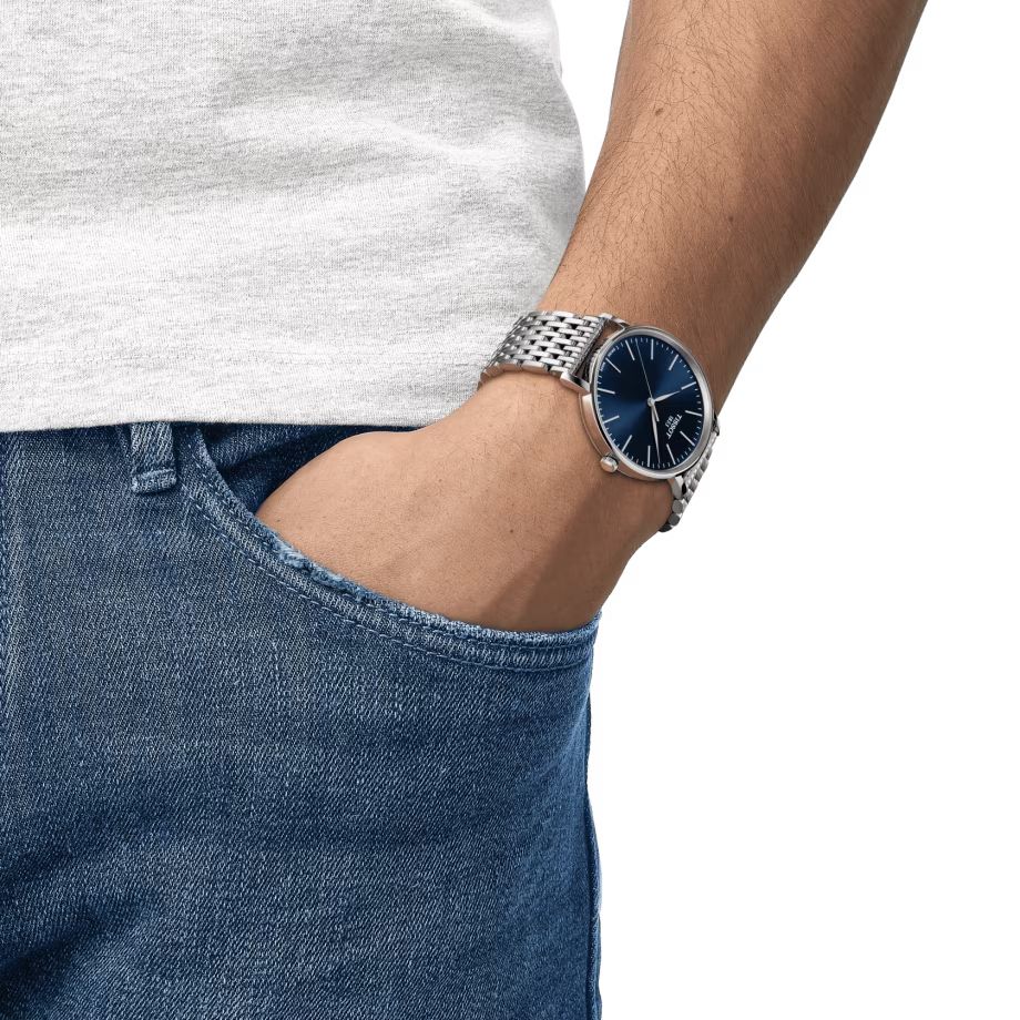 Orologio Uomo Tissot Everytime Gent Acciaio Quarzo Solo Tempo Blu T1434101104100