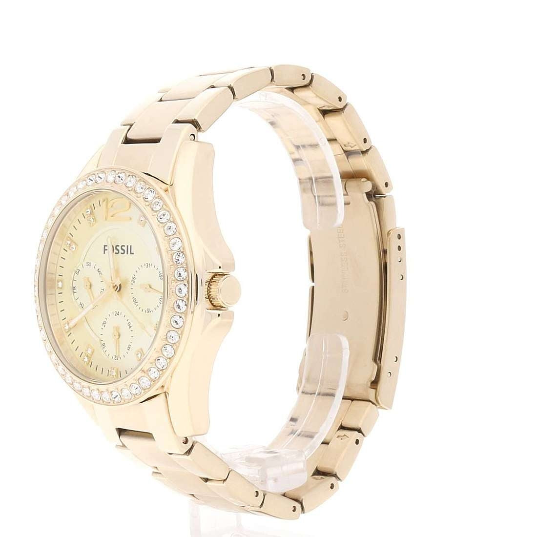 Orologio Donna Fossil Acciaio Dorato Con Ghiera Zirconata Multifunzione ES3203