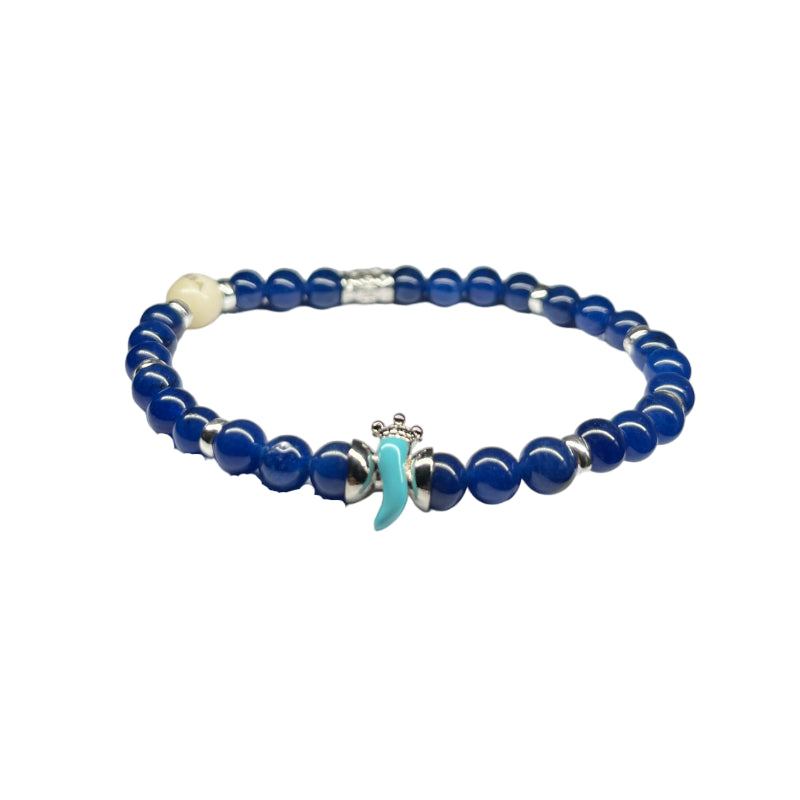 Bracciale Unisex Gerba Argento 925 Pietre Blu Cobalto Corno Turchese HORN15EL