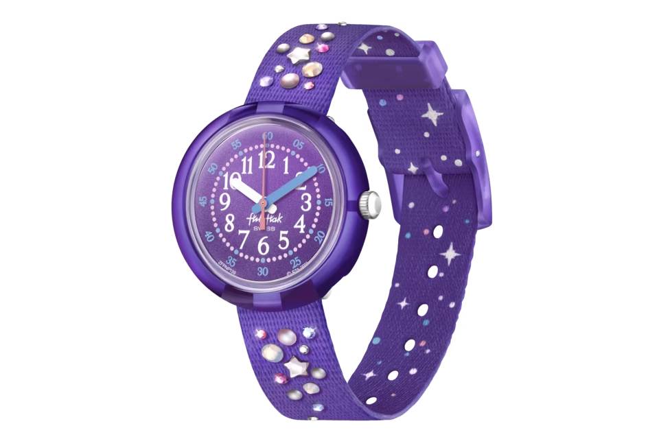 Orologio Bambina Swatch Flik Flak Stargazing Quarzo Solo Tempo Viola ZFPNP139