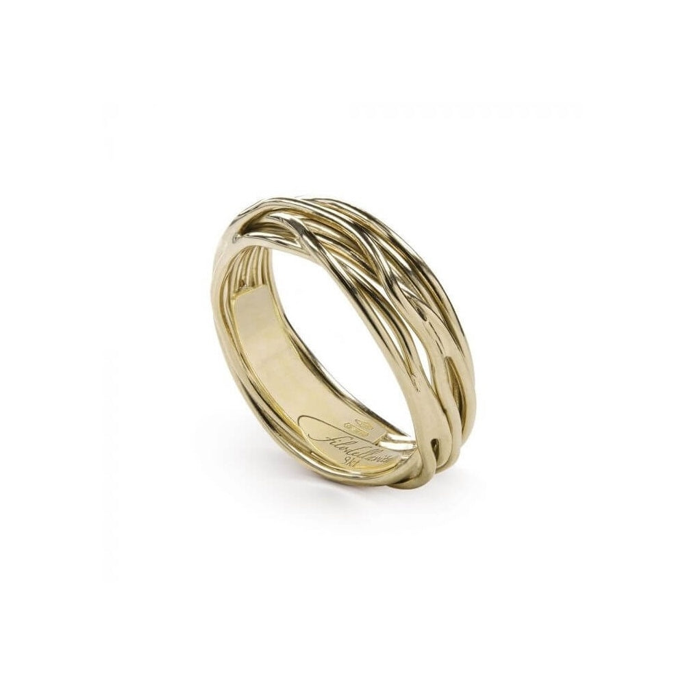 Anello 7 Fili Oro Giallo 9 KT Donna Filo della Vita mis 14