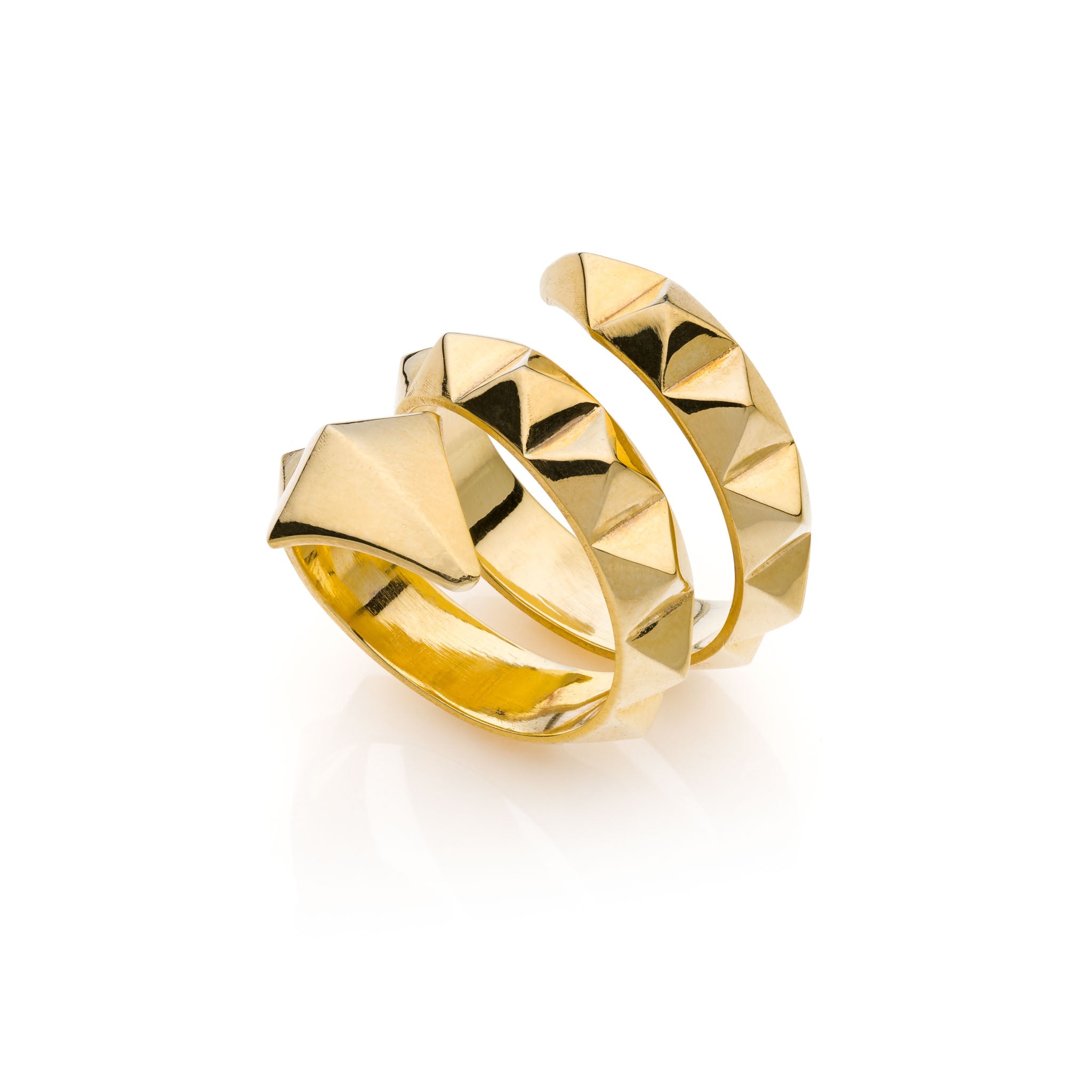 Anello Donna Unoaerre Bronzo Dorato A Tre Giri Piramide 531998