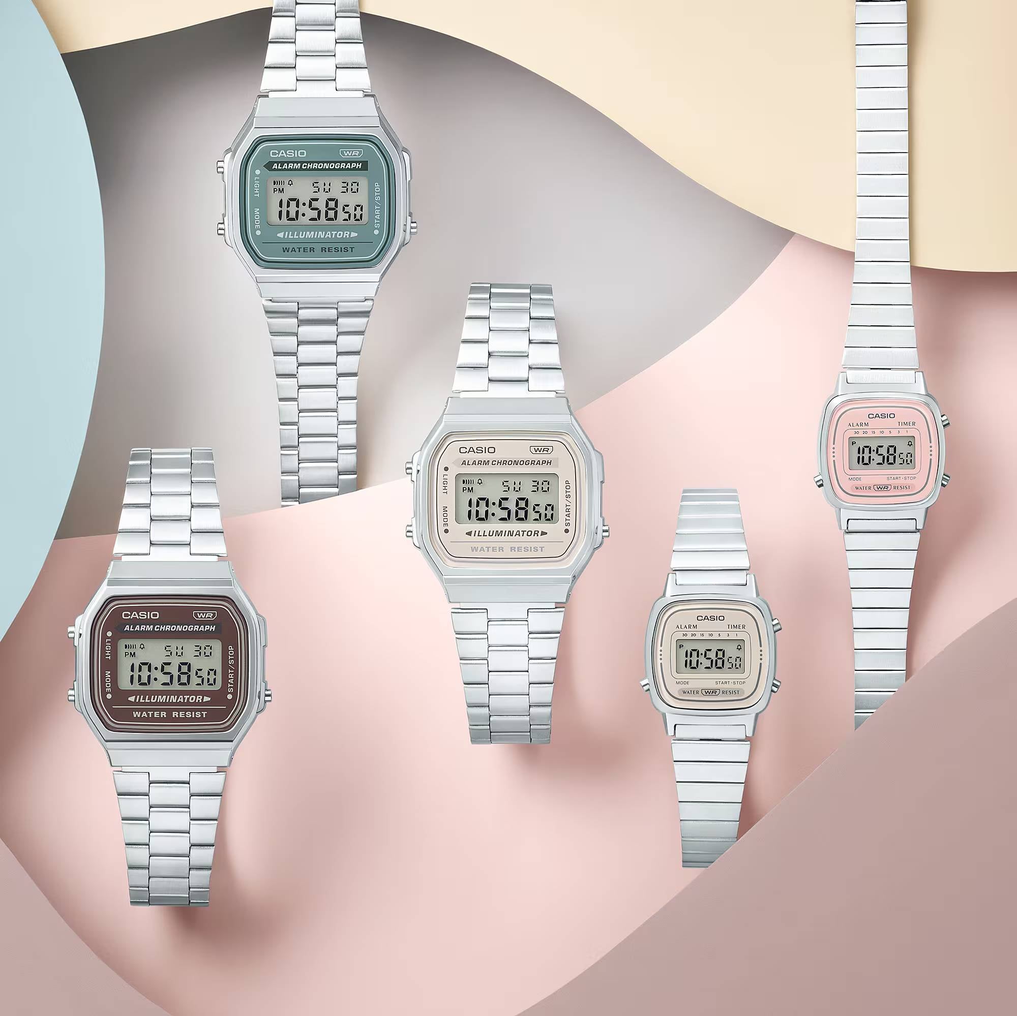 Orologio Unisex Casio Vintage Acciaio Quarzo Digitale Marrone A168WA-5AYES