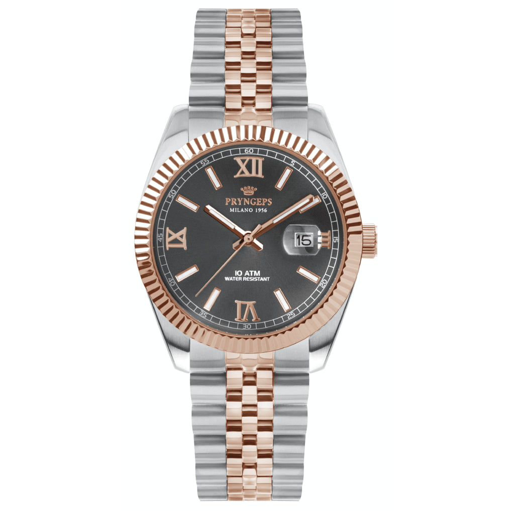 Orologio Uomo Pryngeps Quarzo Acciaio Bicolore Rosè Jubilè A821/2B ANTRACITE