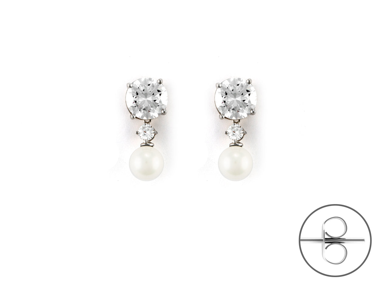 Orecchini Donna Argento 925 4US Cesare Paciotti perla e Zirconi 4UOR6575W