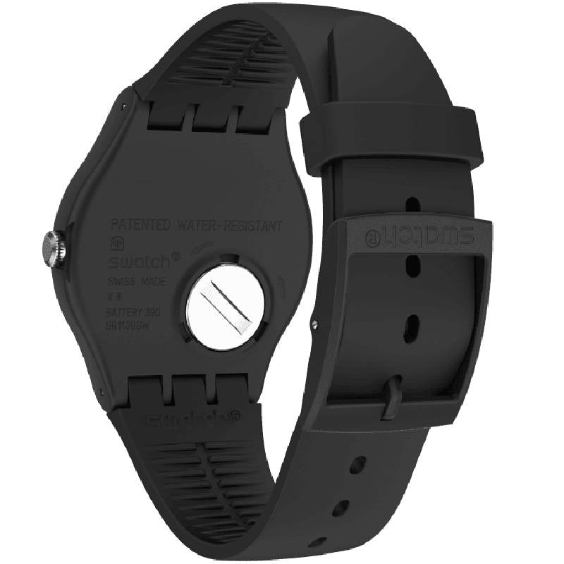 Orologio Uomo Gomma Resina Swatch Quarzo Solo Tempo Nero Timefortime SO29B100