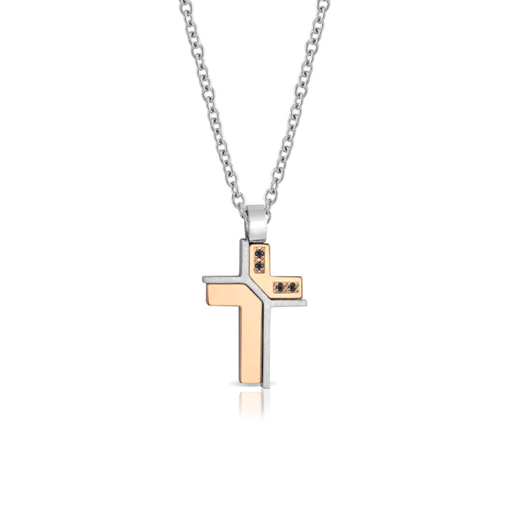 Collana Uomo Arkano Girocollo Acciaio Rosè Croce CRB16BR